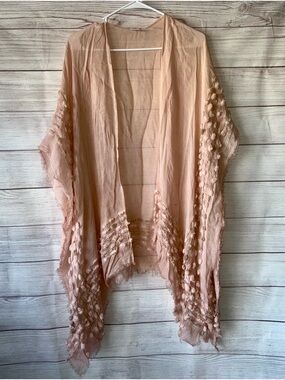 Blush Pink Open Front PomPom Kimono